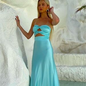 HTNR the label super trendy teal dress!!! Size S but is altered to fit size XS!